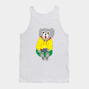 Cute dog with cup of coffee Tank Top